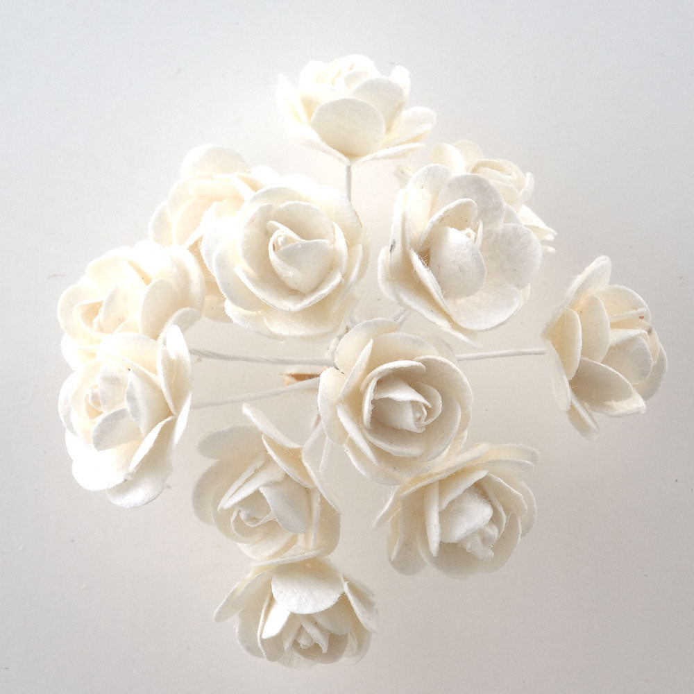 Off White 15mm wired paper tea roses