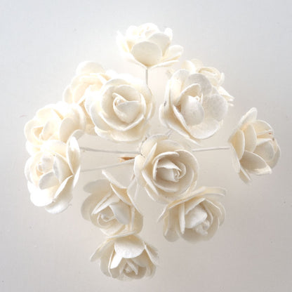 Off White 15mm wired paper tea roses