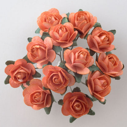 Orange 15mm wired paper tea roses