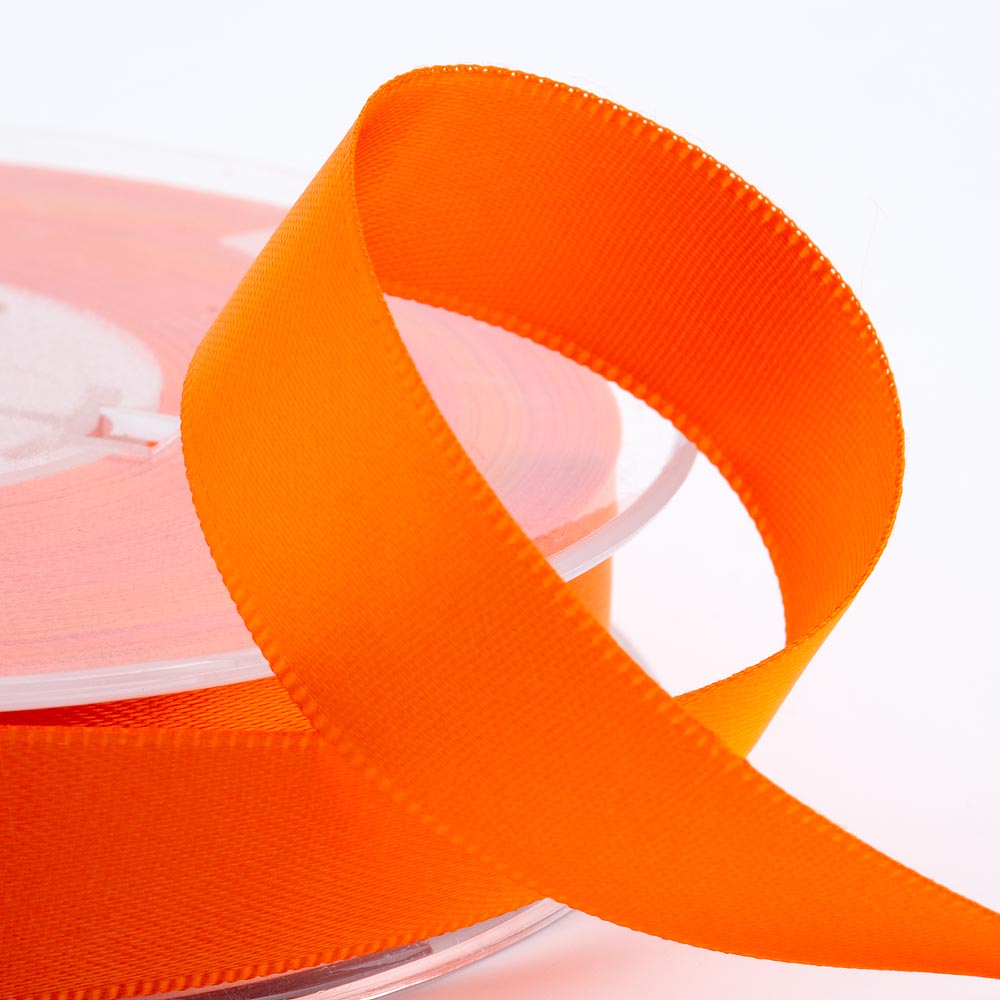 Orange double-sided satin ribbon available in widths from 3mm to 50mm
