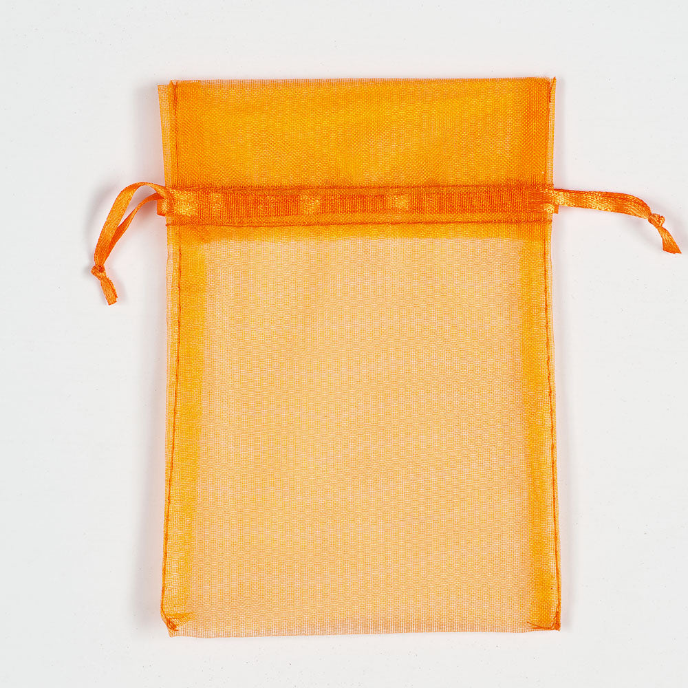 Orange organza favour bag measuring 10 x 12.5cm