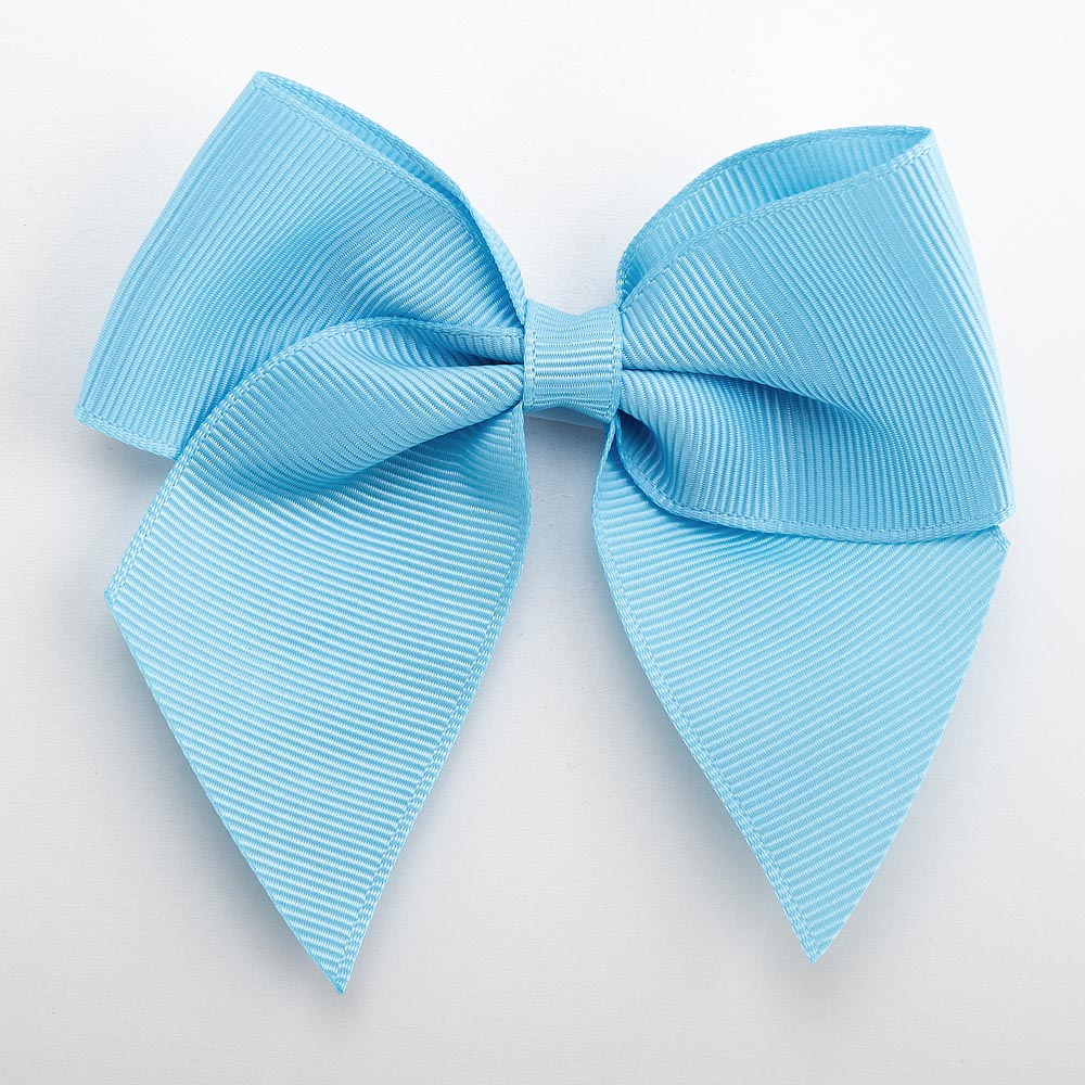 Pale Blue 10cm self-adhesive grosgrain ribbon bow on a white background
