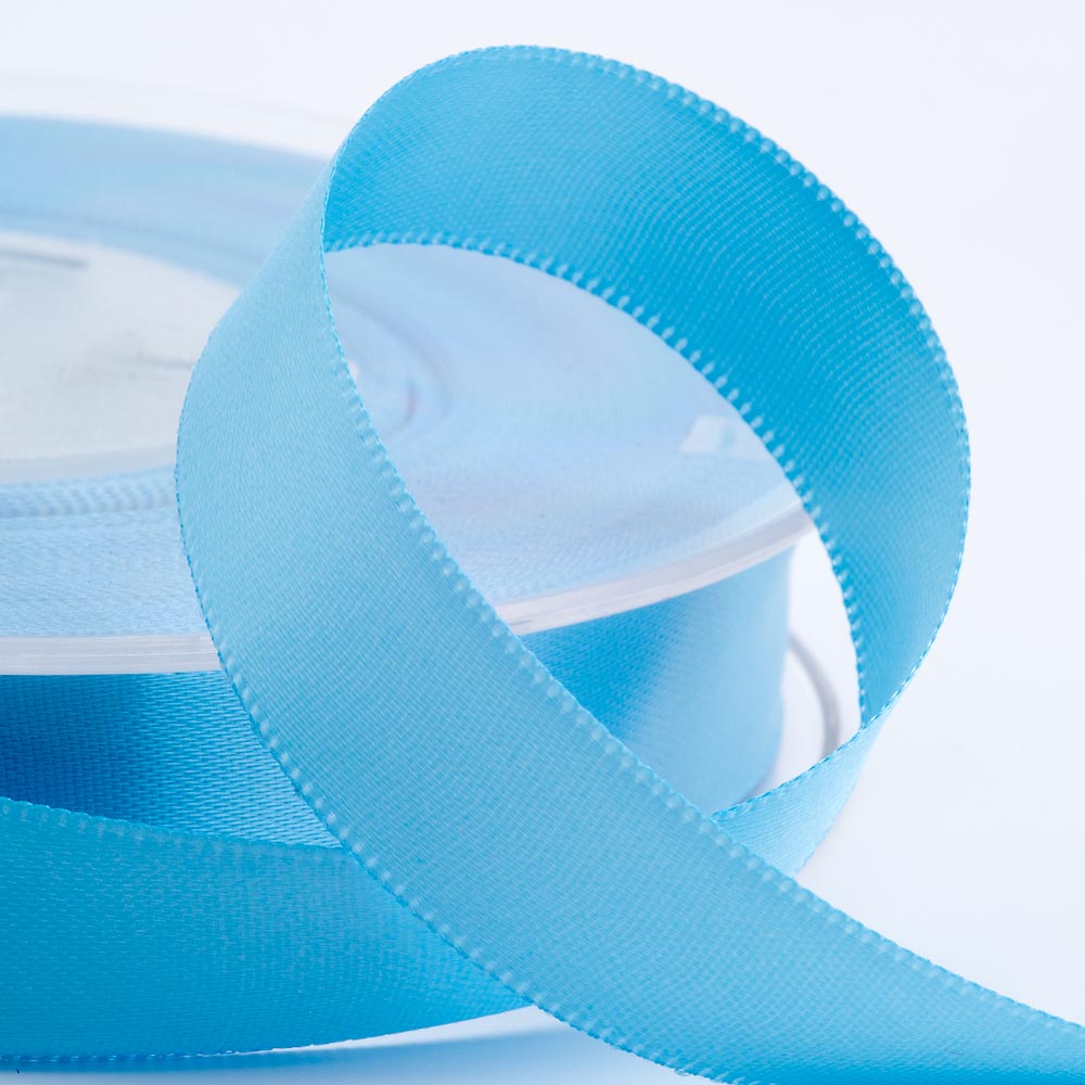 Pale Blue double-sided satin ribbon available in widths from 3mm to 50mm