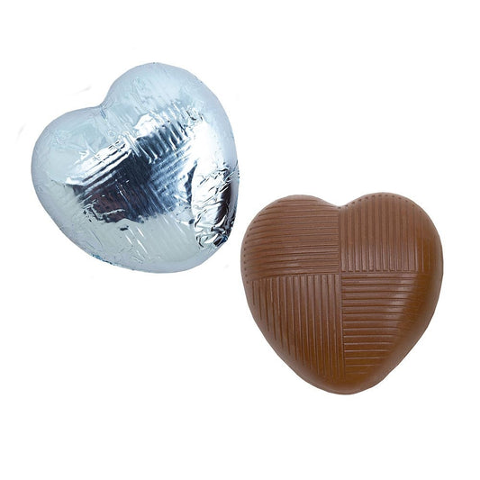 Pale blue foil Belgian chocolate heart wedding favours