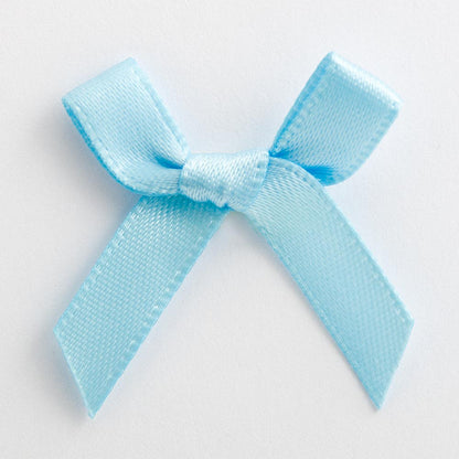 Pale Blue mini satin ribbon bow made from 6mm ribbon, approximately 3cm wide