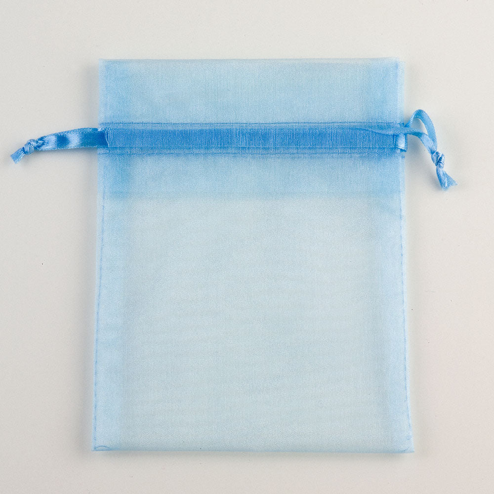 Pale Blue organza favour bag measuring 10 x 12.5cm