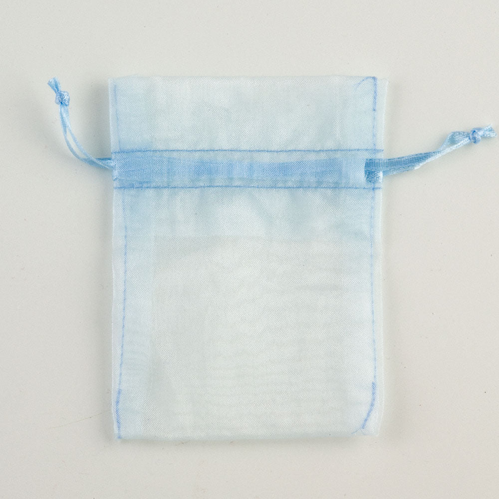 Pale Blue small organza wedding favour bag measuring 7.5 x 10cm