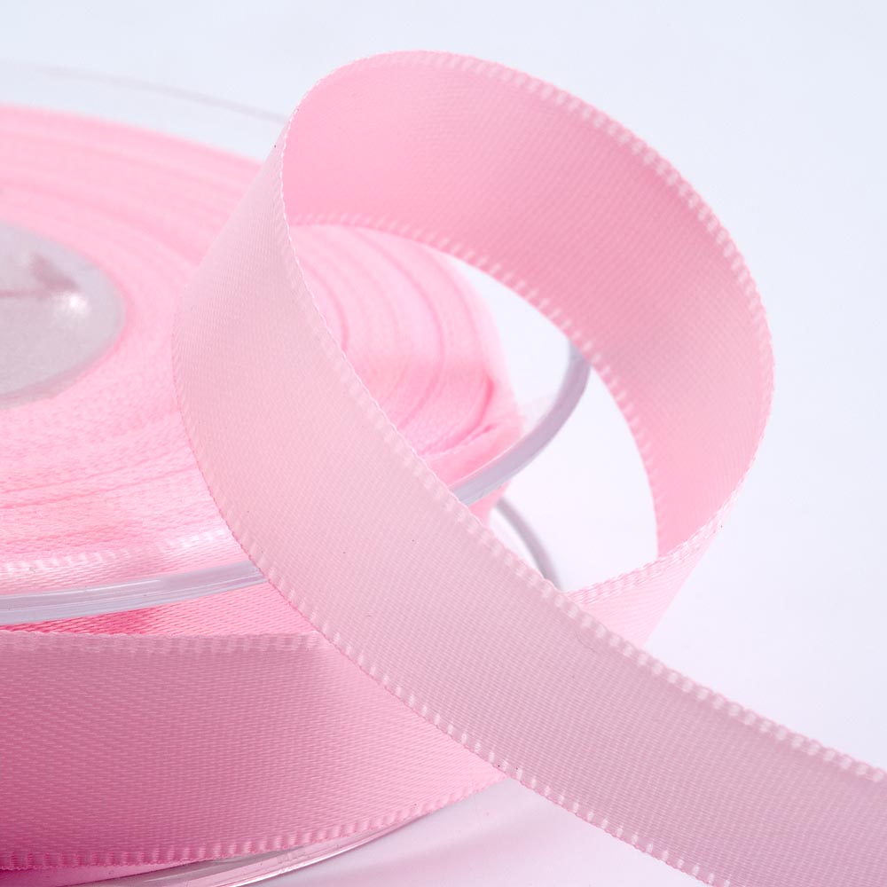 Pale Pink double-sided satin ribbon available in widths from 3mm to 50mm