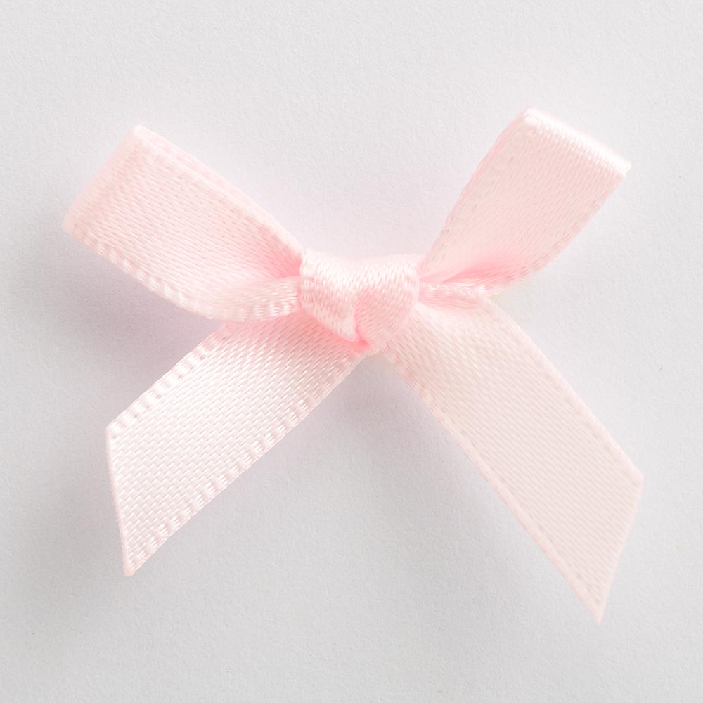 Pale Pink mini satin ribbon bow made from 6mm ribbon, approximately 3cm wide
