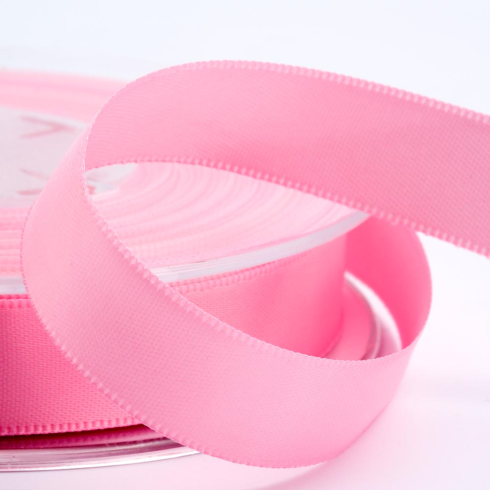 Pink double-sided satin ribbon available in widths from 3mm to 50mm