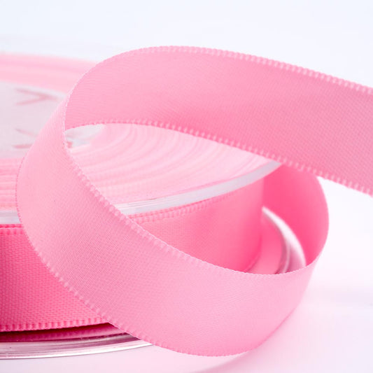 Pink double-sided satin ribbon available in widths from 3mm to 50mm