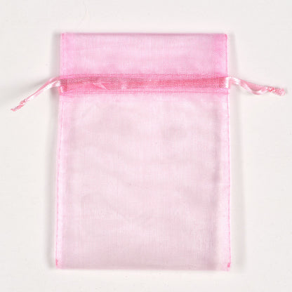 Pink organza favour bag measuring 10 x 12.5cm