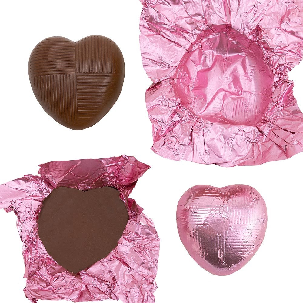 Pink foil wedding favour chocolates for table decor