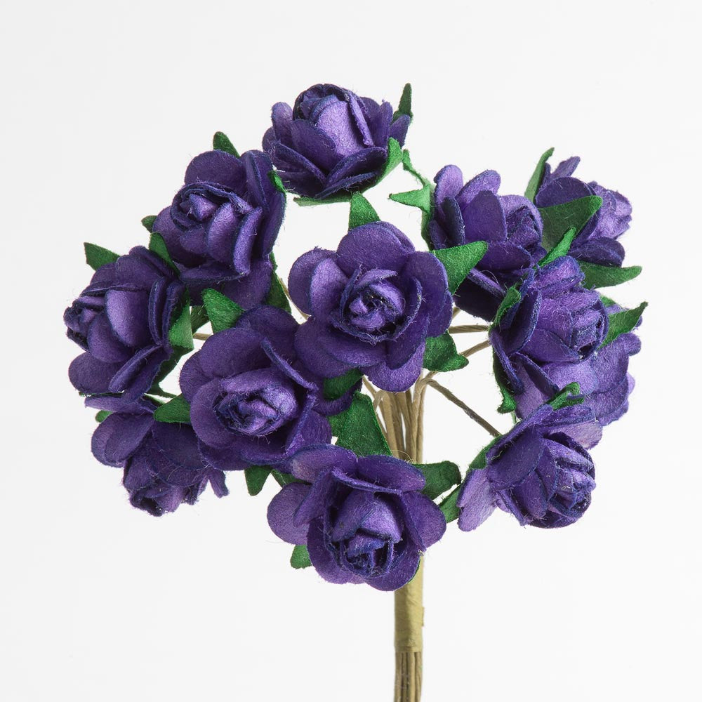 Purple 15mm wired paper tea roses
