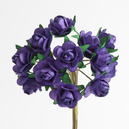 Purple 15mm wired paper tea roses