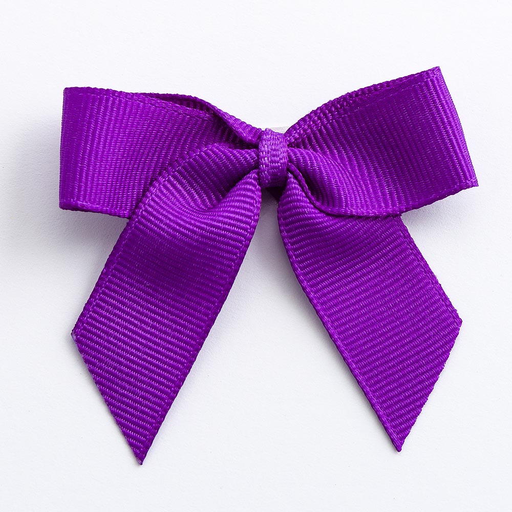 Purple 5cm self-adhesive grosgrain ribbon bow on a white background