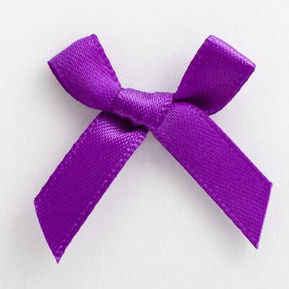 Purple mini satin ribbon bow made from 6mm ribbon, approximately 3cm wide