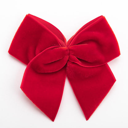 Red 10cm large self-adhesive velvet ribbon bow on a white background