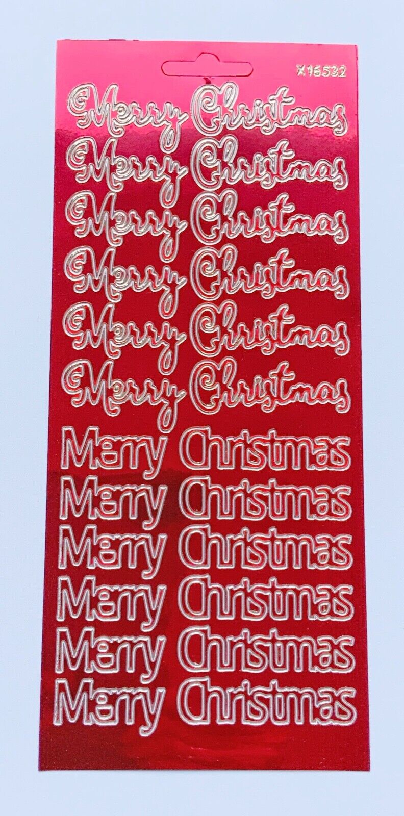 Red Merry Christmas mirror peel off stickers for card making