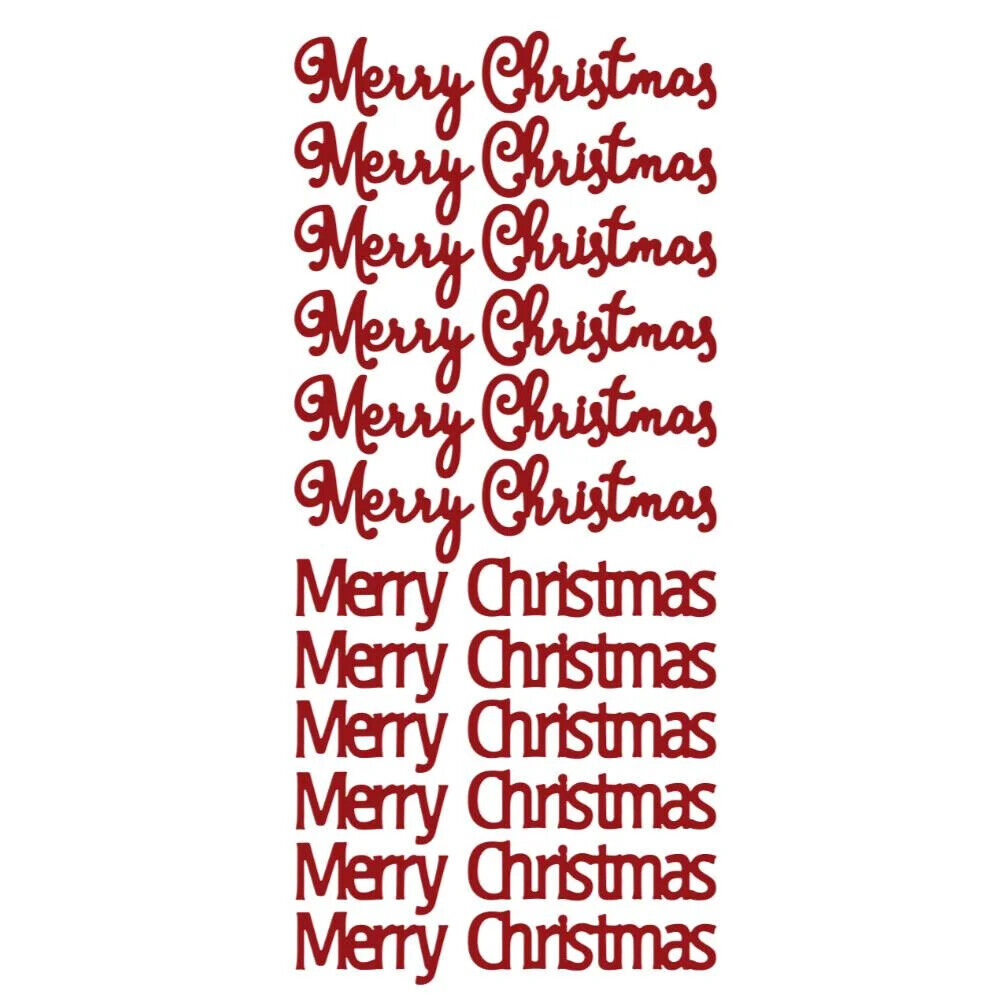 Red script and block Merry Christmas peel off greetings