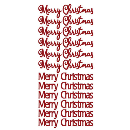 Red script and block Merry Christmas peel off greetings