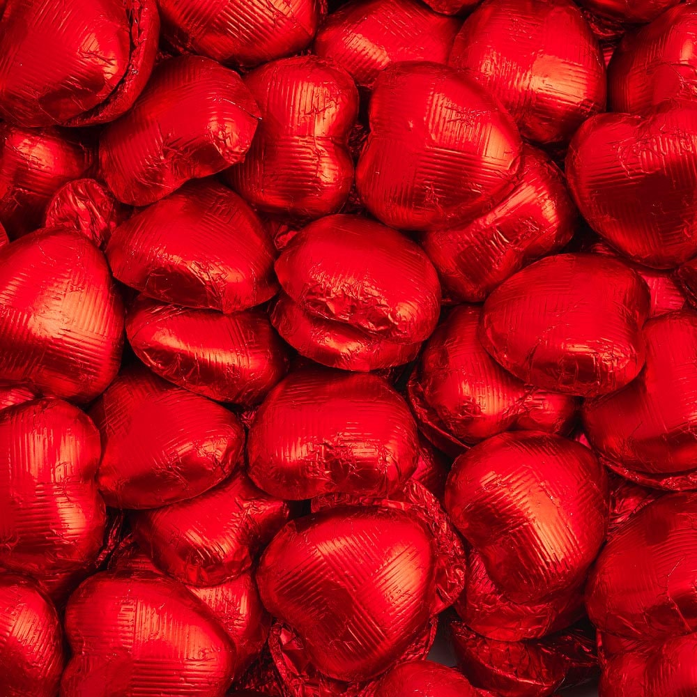 Red foil wedding favour chocolates for table decor