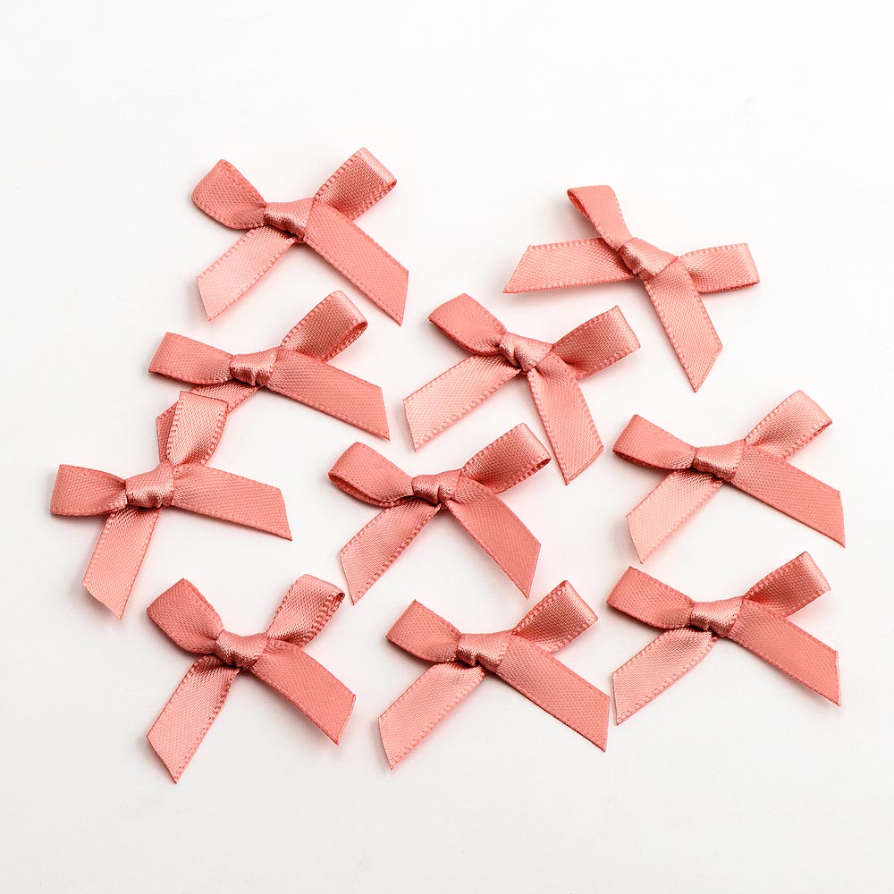 Rose Gold mini satin ribbon bow made from 6mm ribbon, approximately 3cm wide