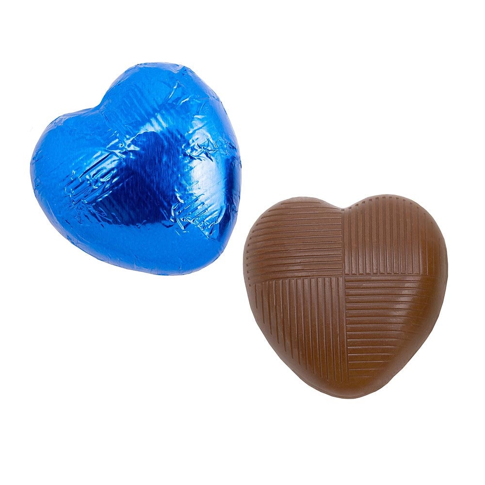 Royal blue foil Belgian chocolate heart wedding favours