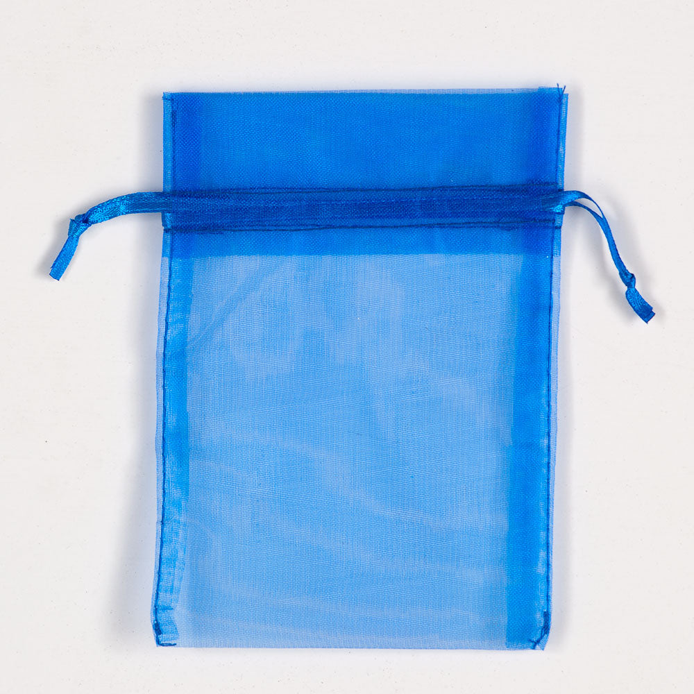 Royal Blue organza favour bag measuring 10 x 12.5cm