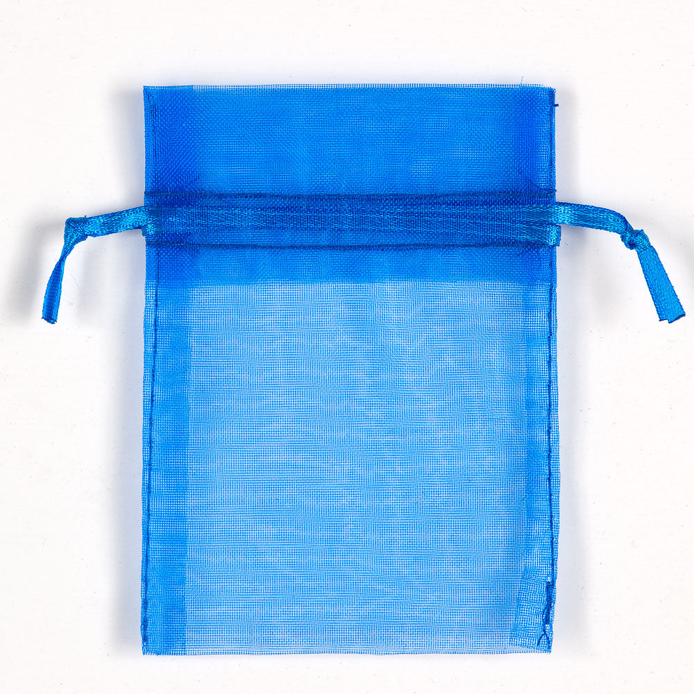 Royal Blue small organza wedding favour bag measuring 7.5 x 10cm
