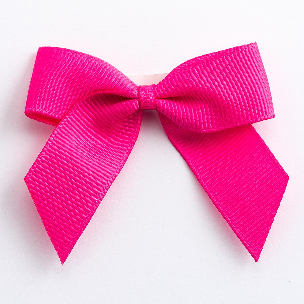 Ruby 5cm self-adhesive grosgrain ribbon bow on a white background