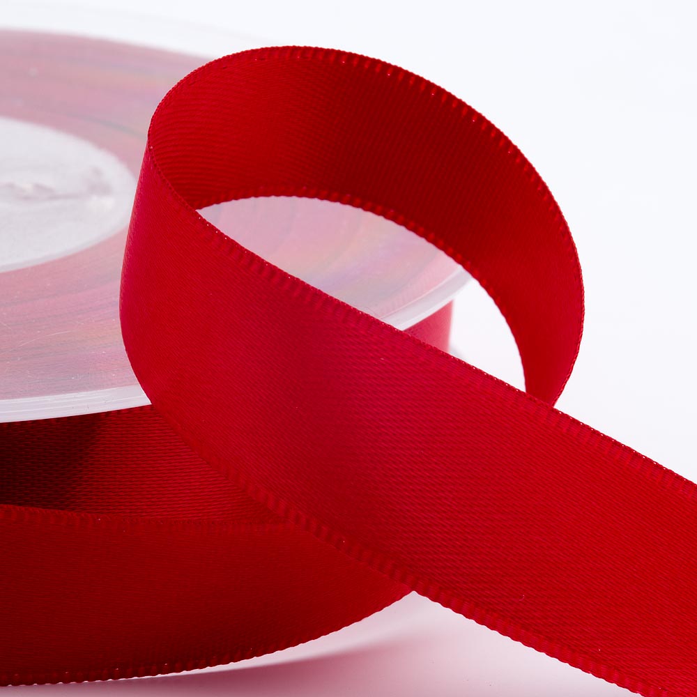 Ruby double-sided satin ribbon available in widths from 3mm to 50mm