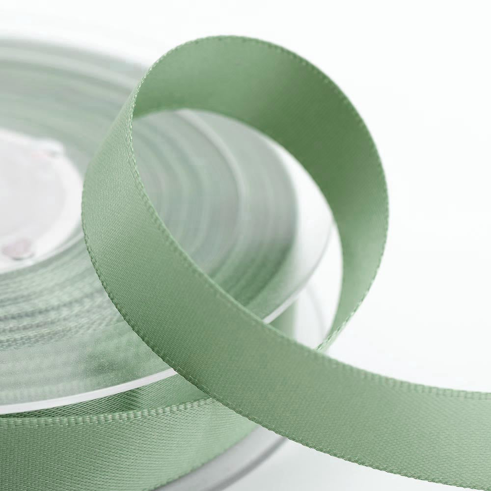 Sage Green double-sided satin ribbon available in widths from 3mm to 50mm
