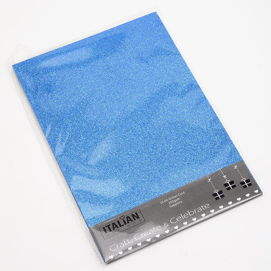 Sapphire blue A4 non-shed glitter card sheets for creating handmade wedding invitations and craft projects