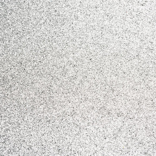 Silver A4 non-shed glitter card with a fine textured sparkle finish for luxury wedding stationery