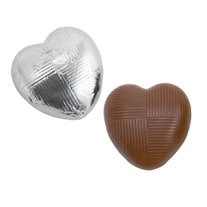 Silver foil Belgian chocolate heart wedding favours
