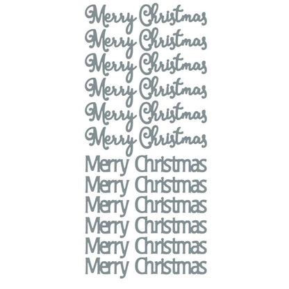 Silver mirror Merry Christmas peel off greetings in script and block fonts