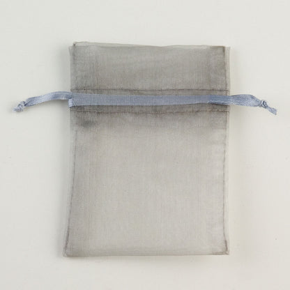 Silver small organza wedding favour bag measuring 7.5 x 10cm