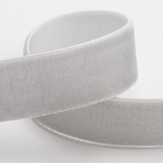 Silver single-face velvet ribbon in 9mm, 16mm and 25mm widths