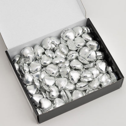 Silver foil wedding favour chocolates for table decor