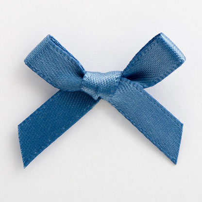 Smoke Blue mini satin ribbon bow made from 6mm ribbon, approximately 3cm wide