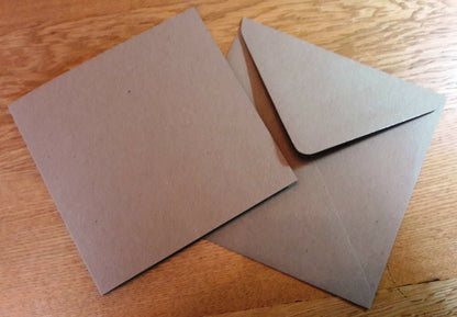 Square kraft card blanks and envelopes for DIY wedding invitations