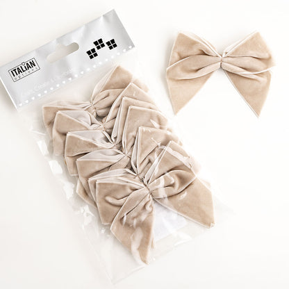 Pack of six taupe 10cm self-adhesive velvet gift bows