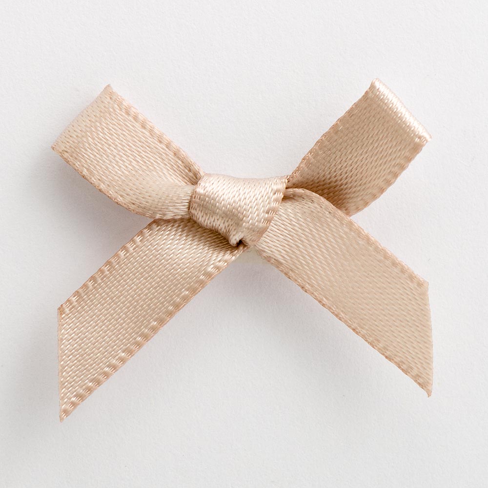 Taupe mini satin ribbon bow made from 6mm ribbon, approximately 3cm wide