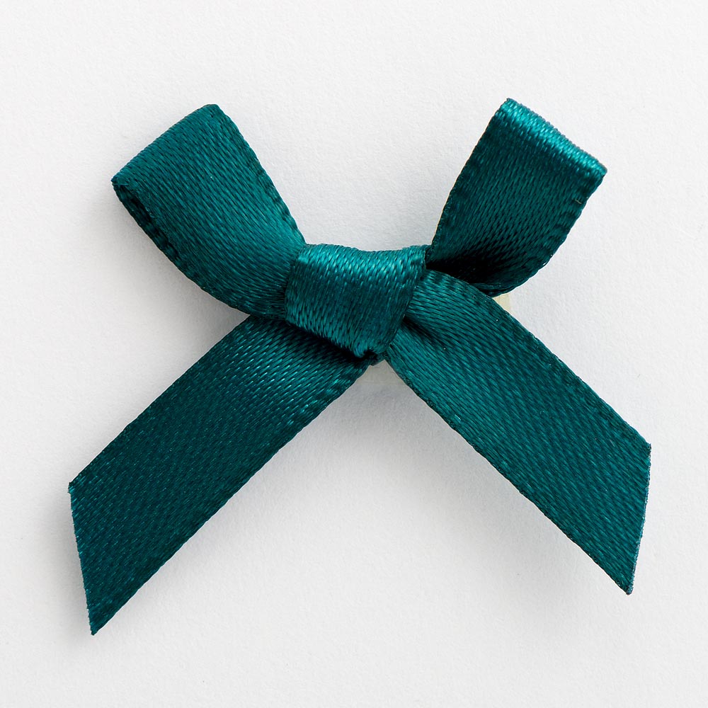 Teal mini satin ribbon bow made from 6mm ribbon, approximately 3cm wide