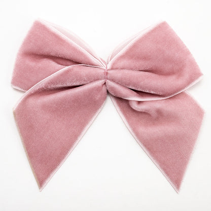 Vintage Pink 10cm large self-adhesive velvet ribbon bow on a white background