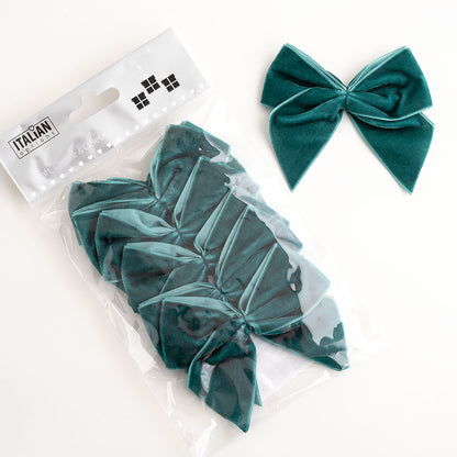 Pack of six vintage teal 10cm self-adhesive velvet gift bows