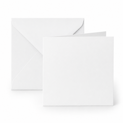 White 5 x 5 square card blank with matching envelope