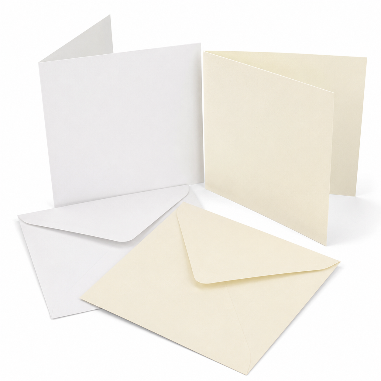 White and ivory 5 x 5 square card blanks shown together