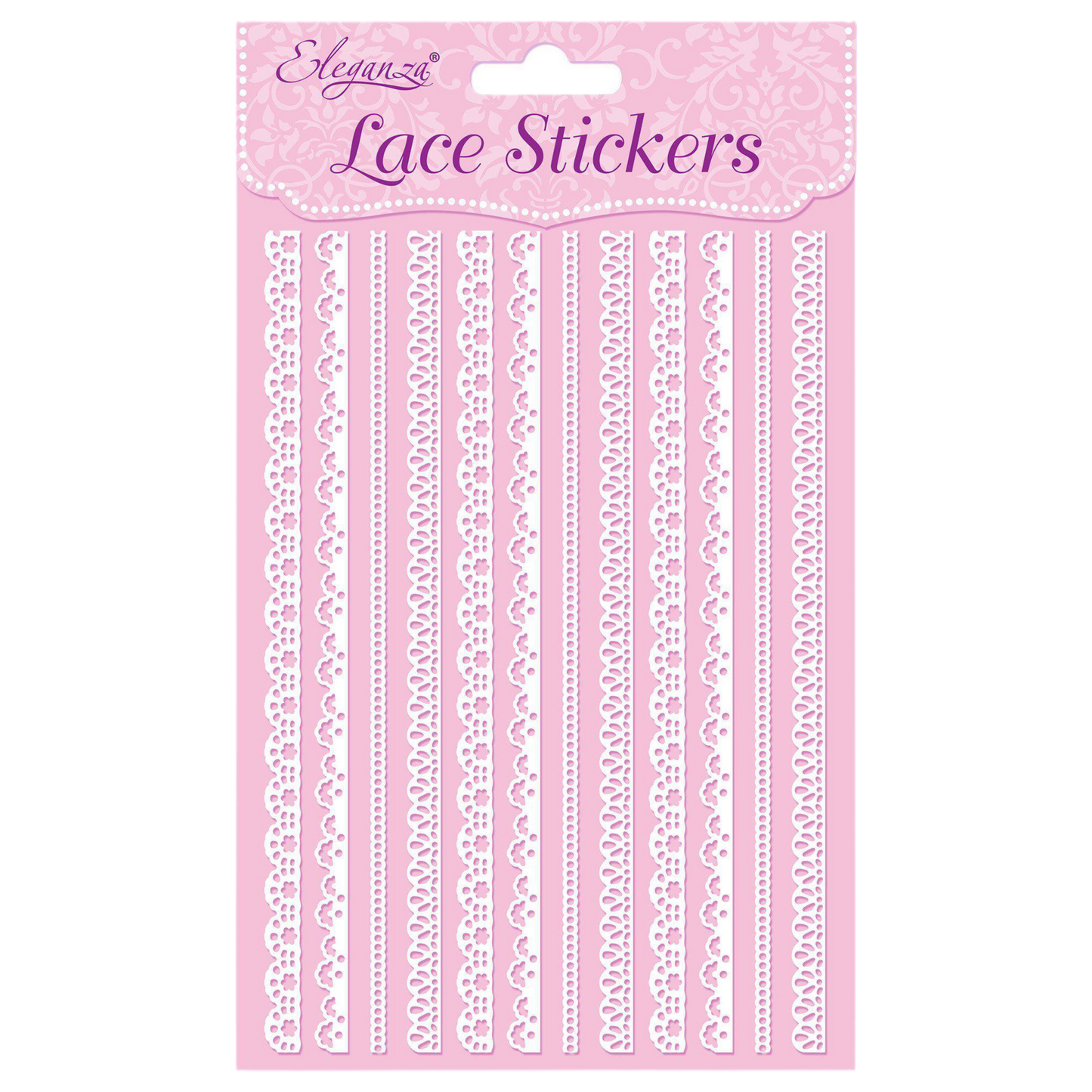 White lace effect peel off border stickers for card making and scrapbooking crafts